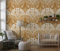 Scallop Butterfly Floral accent wallpaper.