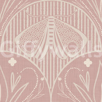Boho Art Nouveau Scallop or Butterfly Floral subtle pink texture, cream moth design.