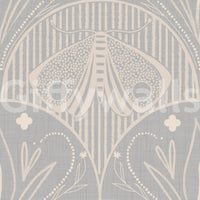 Boho Art Nouveau Scallop Butterfly Floral inor Light Grey neutral tone graphic moth paper.