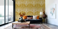 Mustard Gold decorative wall mural bold stripe pattern