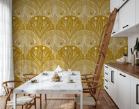Wallpaper for walls creamy moth scallop flower motif