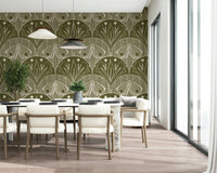 Boho Moth Art Olive Drab Decorative Wallcovering