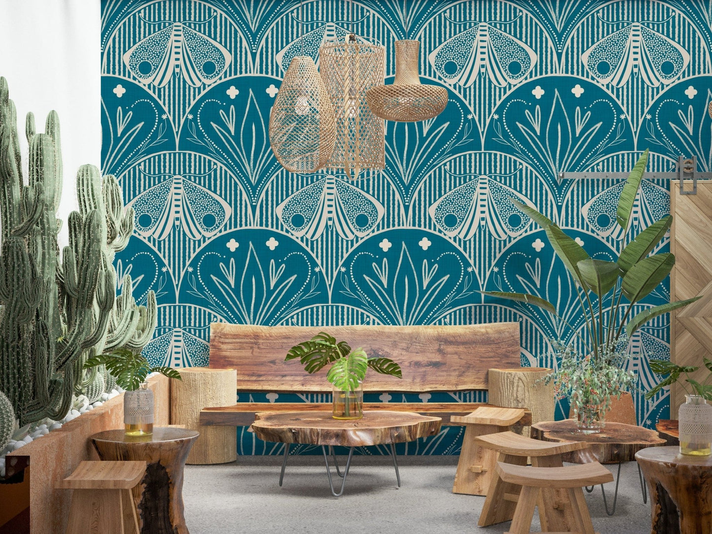 Symmetrical insect graphic Boho Art Nouveau wall poster.