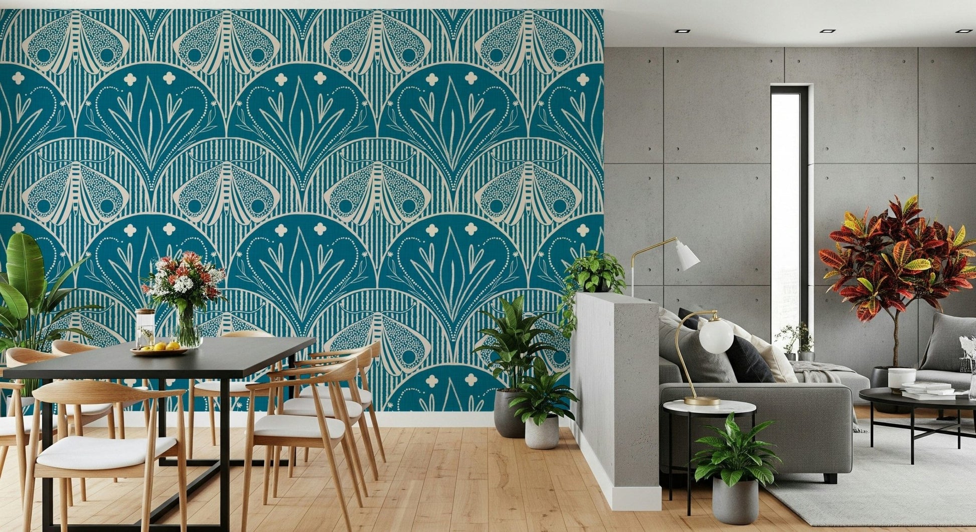 Elegant Scallop Butterfly Floral wallpaper nature illustration