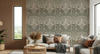 Earthy Scallop Butterfly Floral peel and stick, subtle warm tones wallpaper.