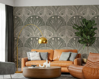 Modern Scallop Butterfly Floral wallpaper, ideal for bedroom decor.