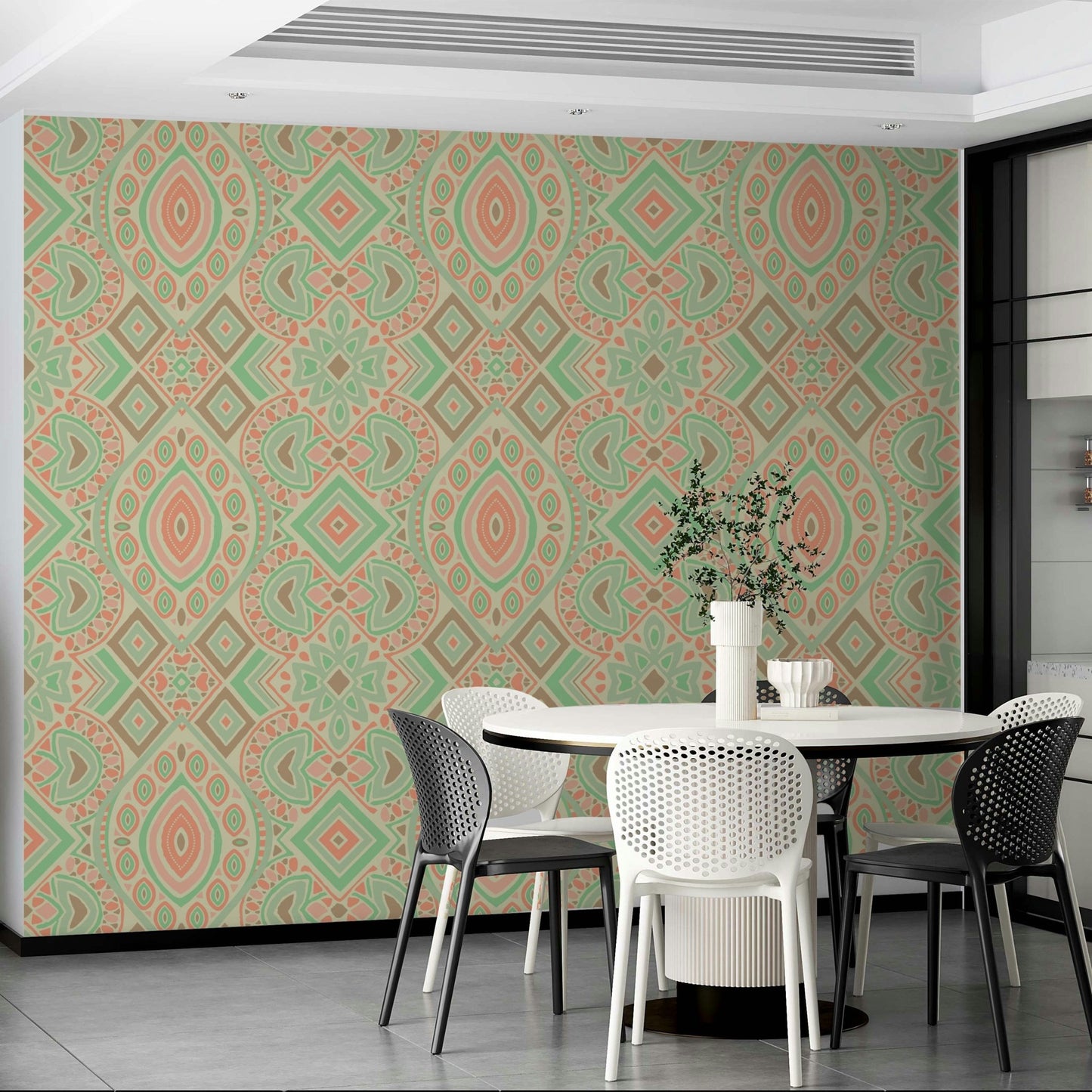 This wallpaper is suitable for a living room, a bedroom, or an artist's studio.
