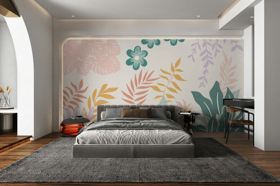 A peaceful wall mural with a bohemian floral pattern. GD4140

