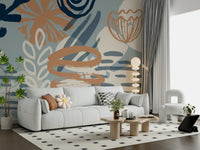 A contemplative gentle watercolor wallpaper mural for a feature wall.