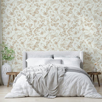 An interior with a fun and peaceful accent wall

