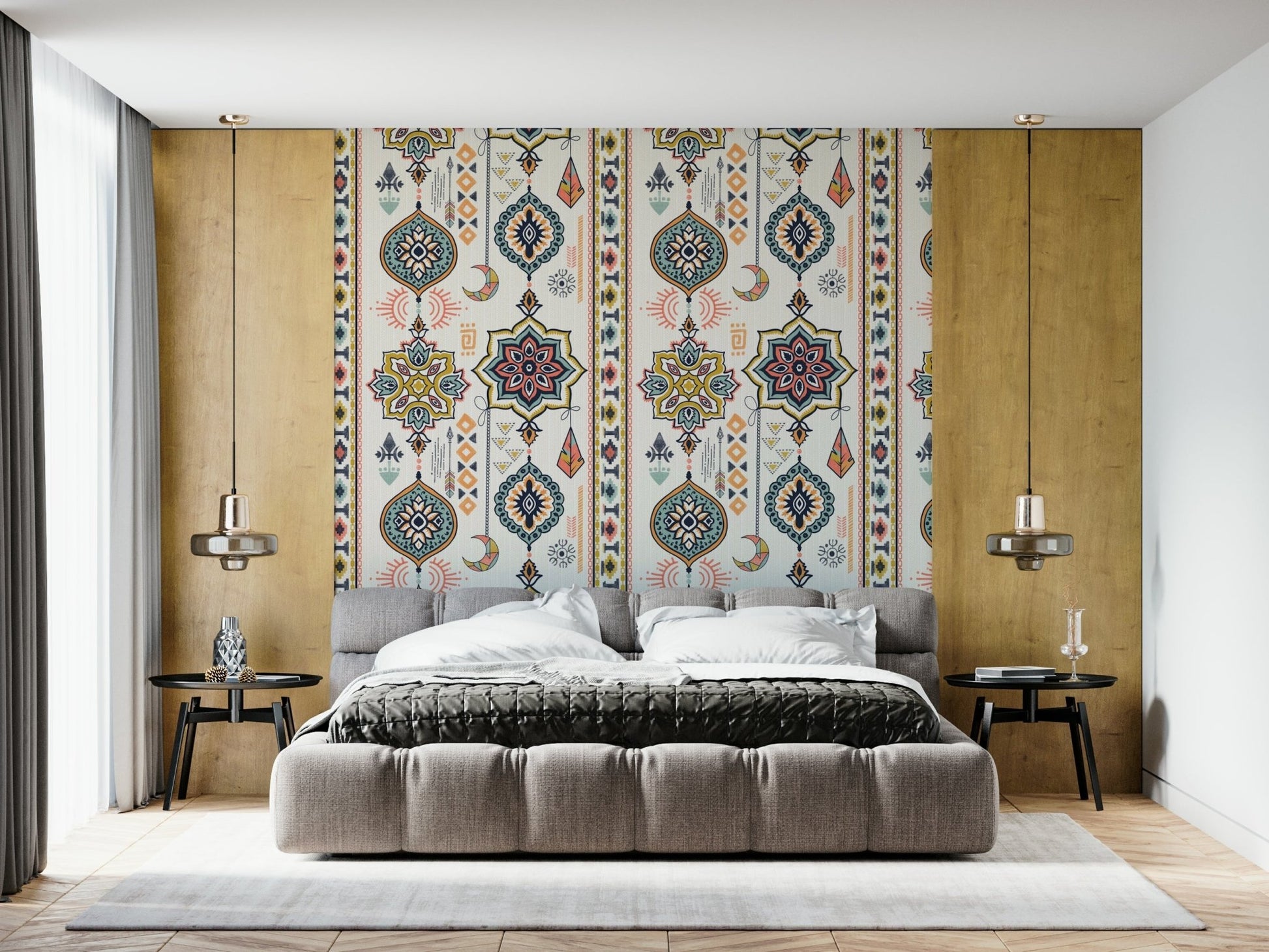 A contemplative gentle design wallpaper mural for a feature wall.