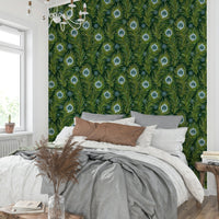 Blue green boho feather wallpaper

