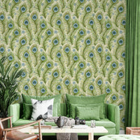 Boho chic peacock feathers wallpaper, GD852