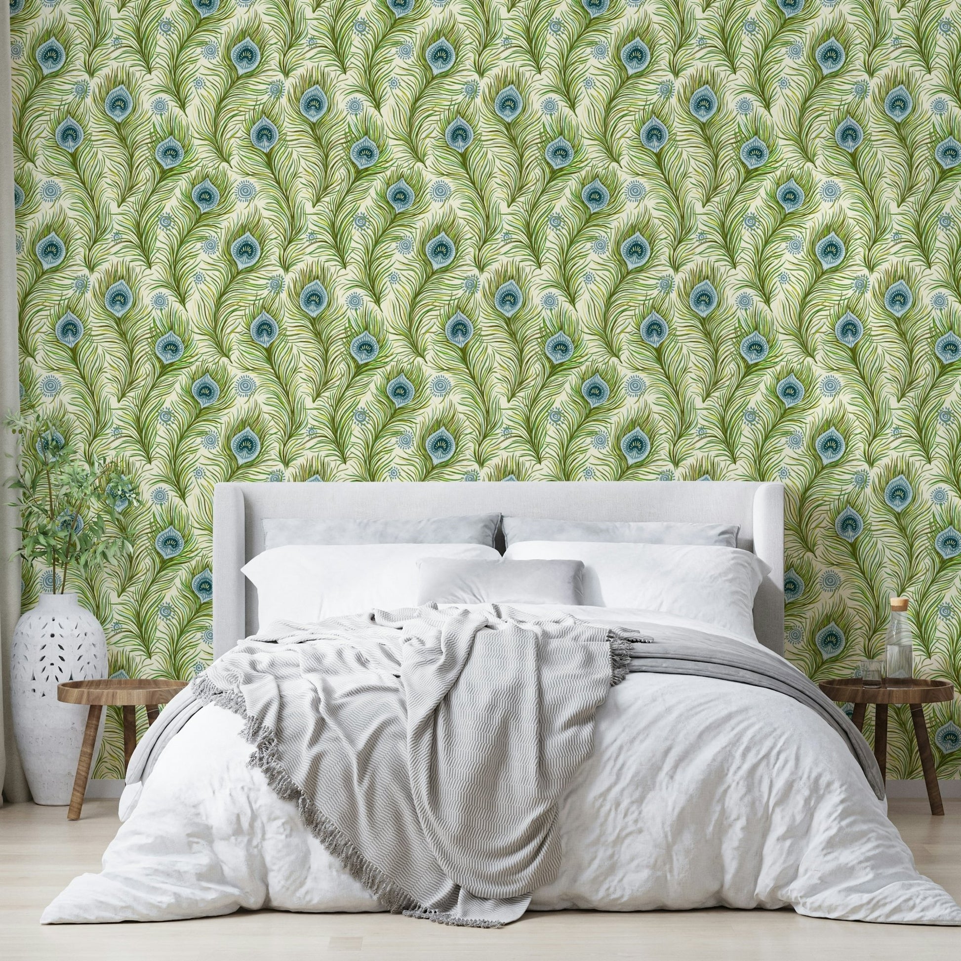 Colorful peacock feathers wall mural, GD852