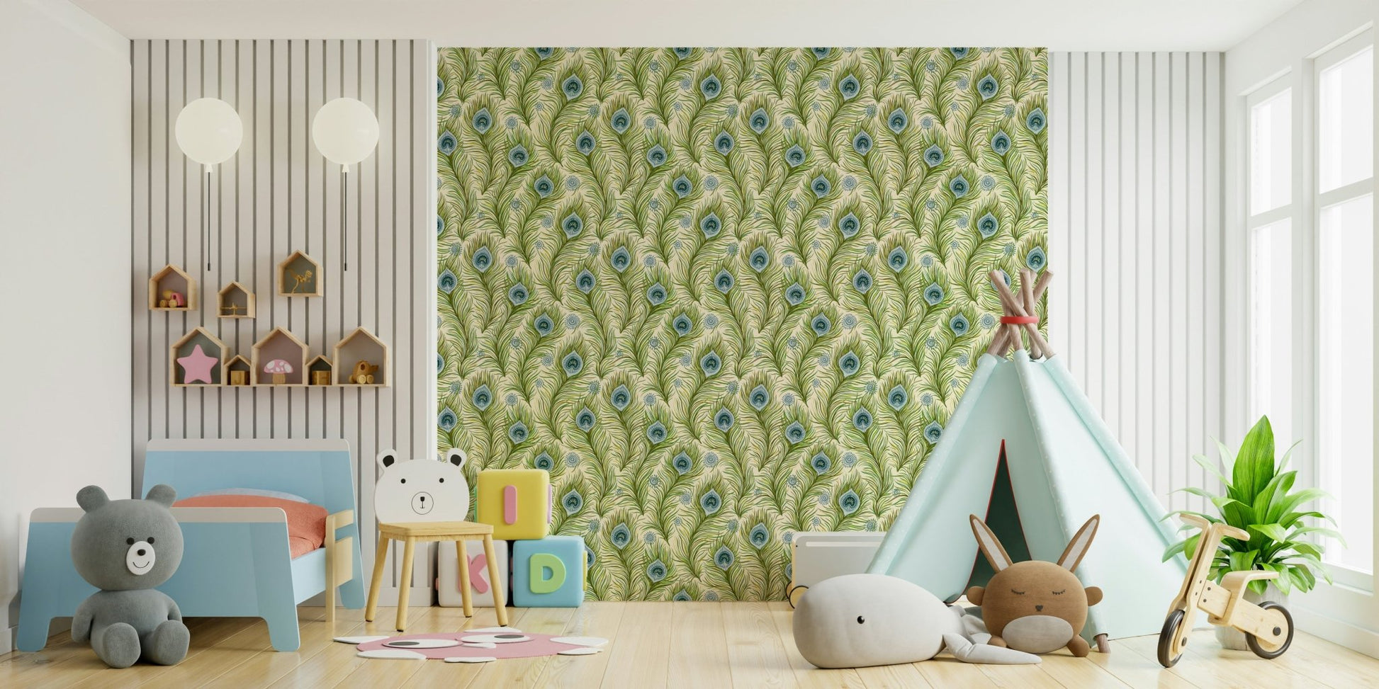 Elegant peacock feathers wallpaper, GD852