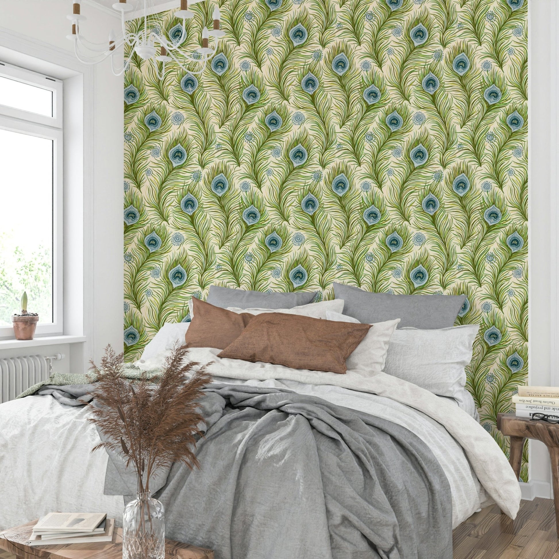 Vibrant peacock feather wall art, GD852