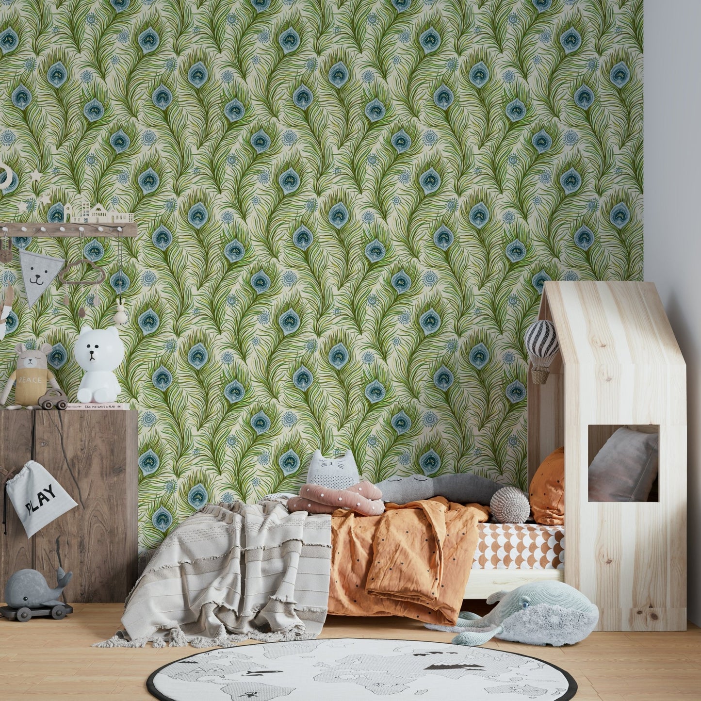 Boho style peacock wallpaper decor, GD852
