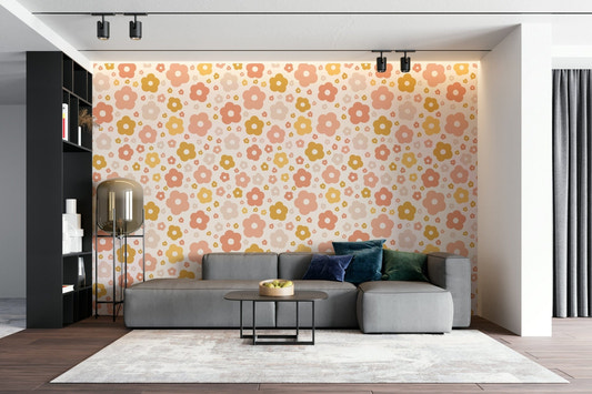 Boho floral pattern wall mural

