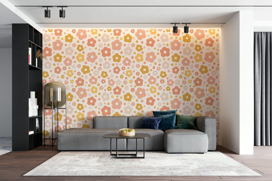 Boho floral pattern wall mural

