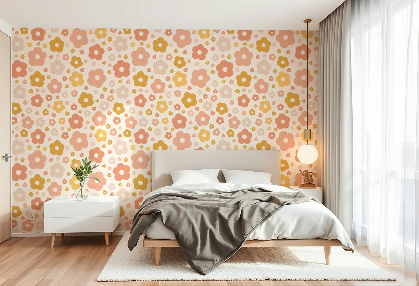 Retro daisy wall print design


