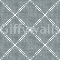 Calming blue grunge wallpaper with boho dotted trellis and soft textured finish