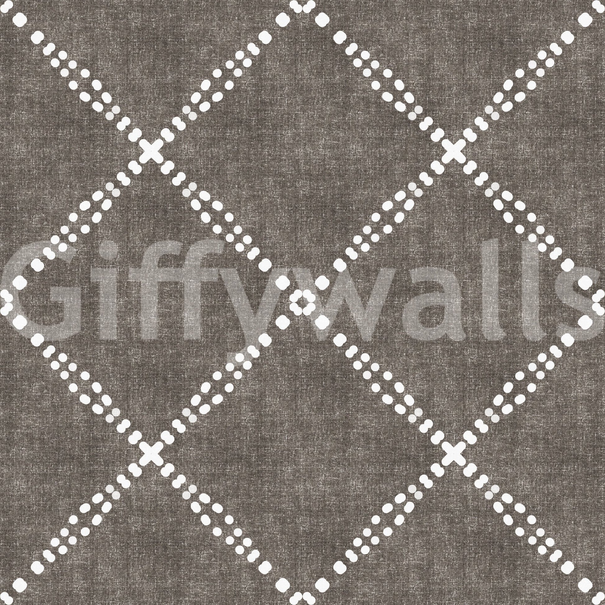 Boho Dotted Trellis Grunge Dark Bark Wallpaper⁠