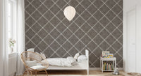 Geometric Dotted Lattice Brown Wallpaper adds textured charm to this minimalist bedroom., GD8573