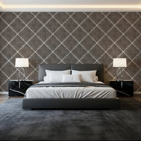 Clean guest bedroom styled with Geometric Dotted Lattice Brown Wallpaper texture for comfort, GD8573