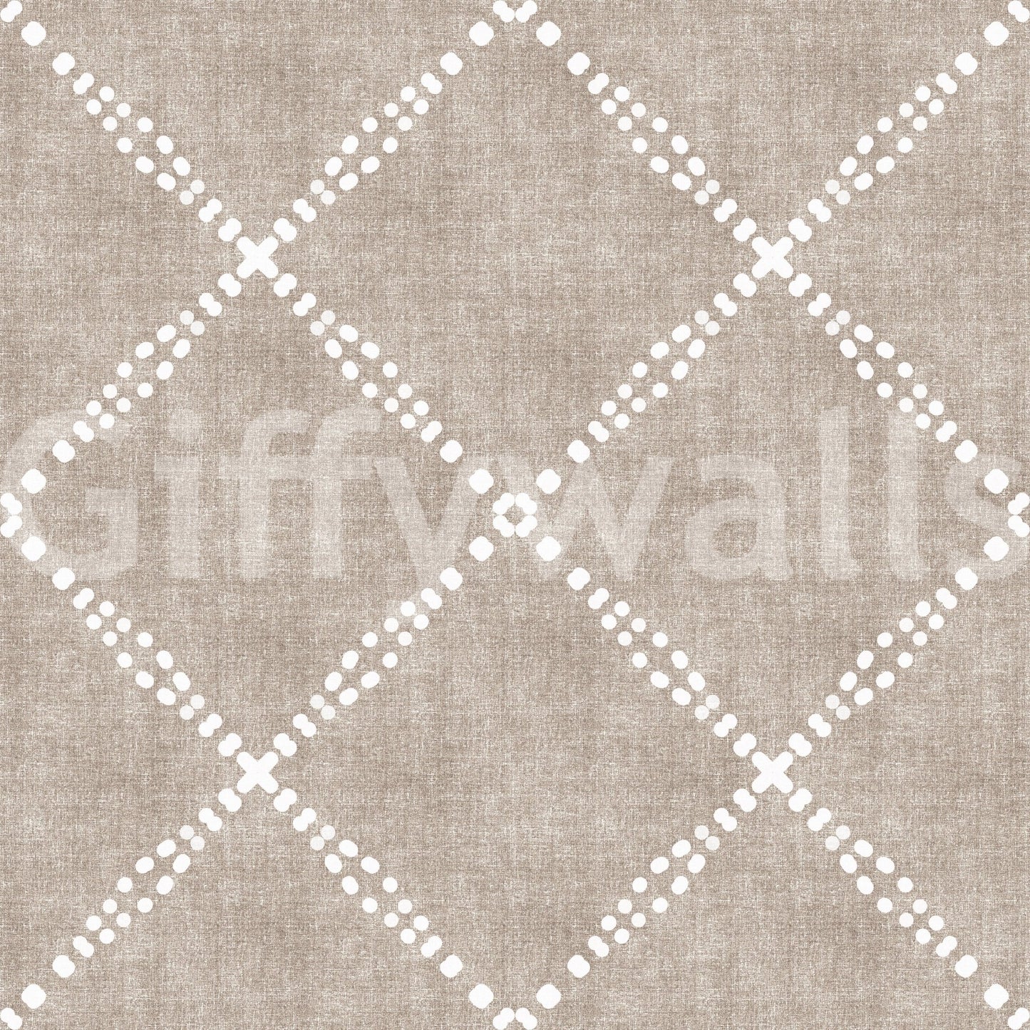 Boho Dotted Trellis Grunge Earthy Beige Wallpaper⁠