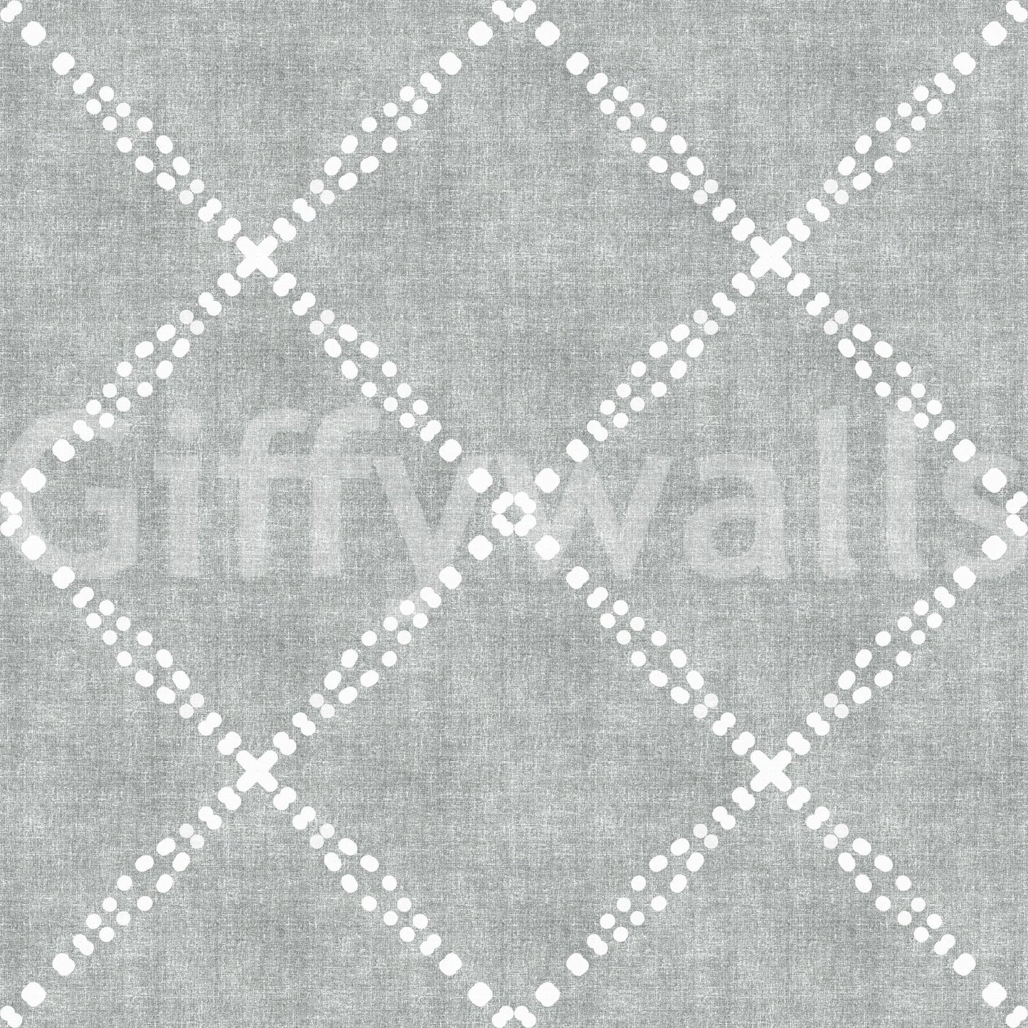 Grey clouds wallpaper with dotted trellis pattern and subtle grunge texture finish
