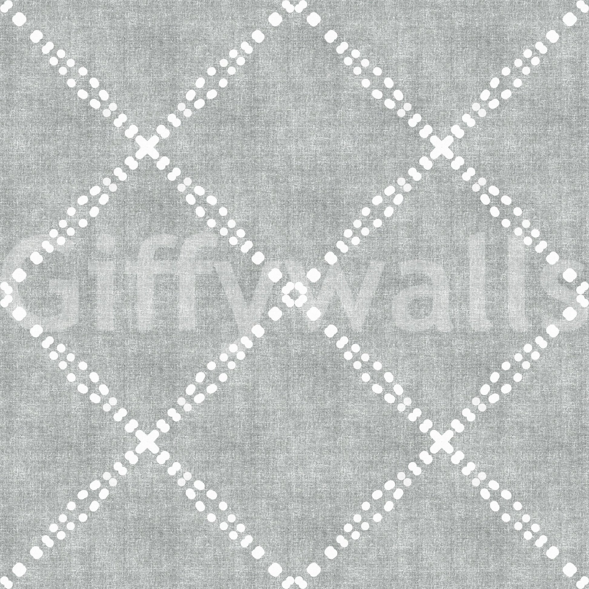 Grey clouds wallpaper with dotted trellis pattern and subtle grunge texture finish
