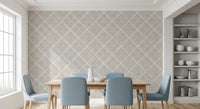 Dining room styled in Boho Dotted Trellis Grunge Neutral Wallpaper detail, GD8575
