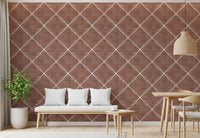 Calm seating nook warmed by Boho Dotted Trellis Grunge Terracotta Red Wallpaper