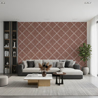 Living room featuring Boho Dotted Trellis Grunge Terracotta Red Wallpaper
