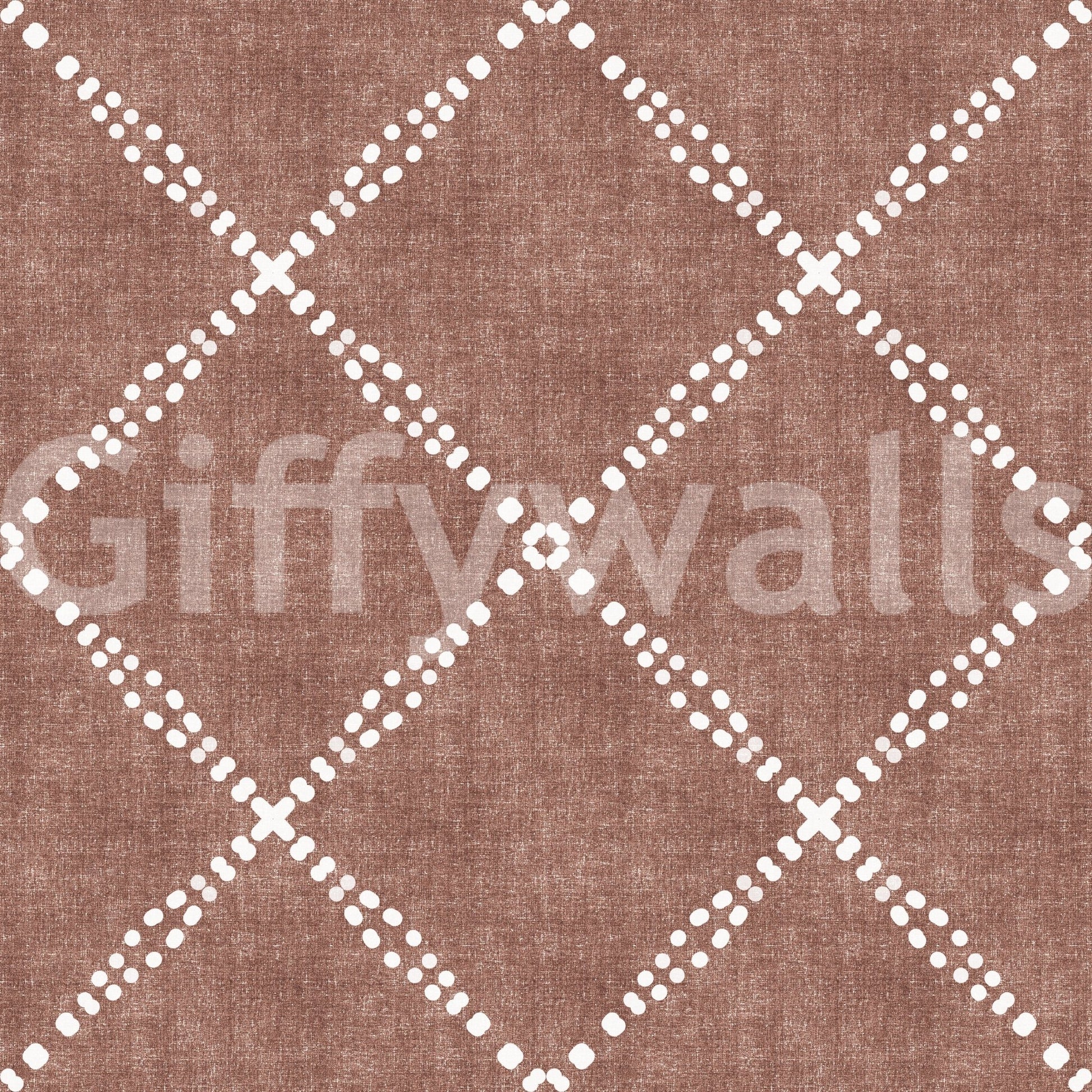 Textured Boho Dotted Trellis Grunge Terracotta Red Wallpaper in a soft matte look
