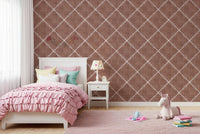 Kids room updated with Boho Dotted Trellis Grunge Terracotta Red Wallpaper