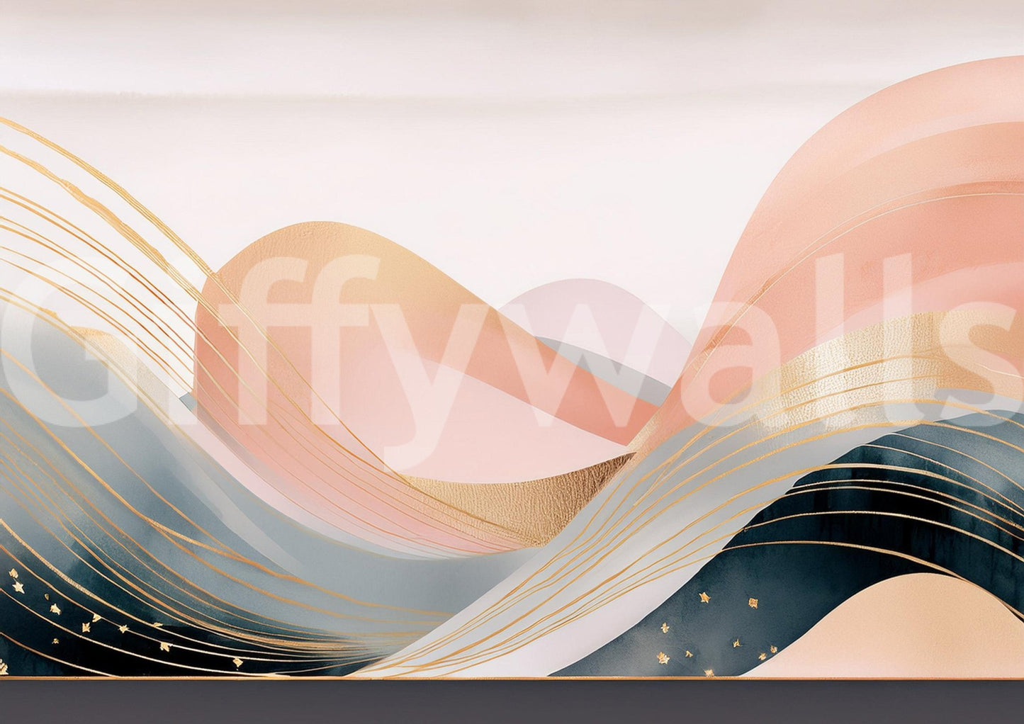 Boho Dreamtime waves mural in earthy, textured style.

