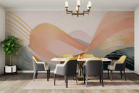 Boho Dreamtime Waves Wall Mural in earthy tones.

