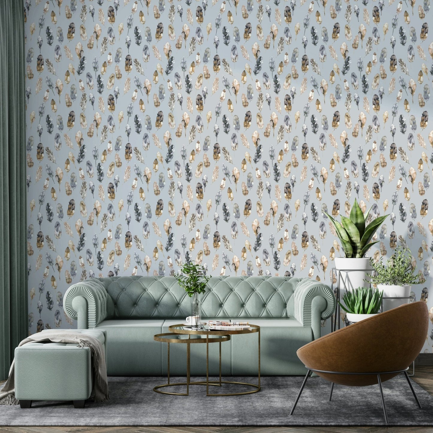 Gold and silver feather pattern GD779

