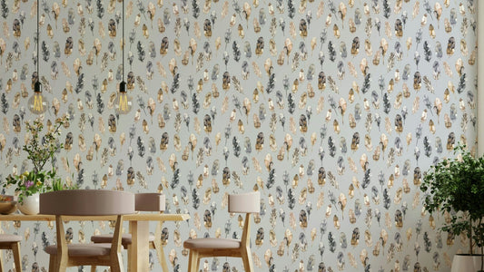 Soft grey feather mural

