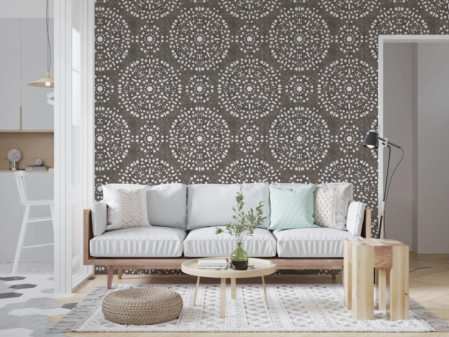 Boho Fireworks Grunge Dark Bark Wallpaper⁠