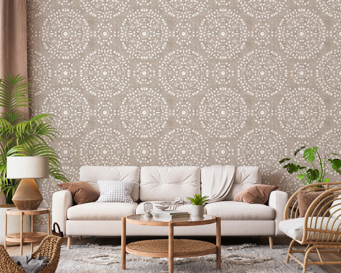 Boho Fireworks Grunge Earthy Beige Wallpaper⁠