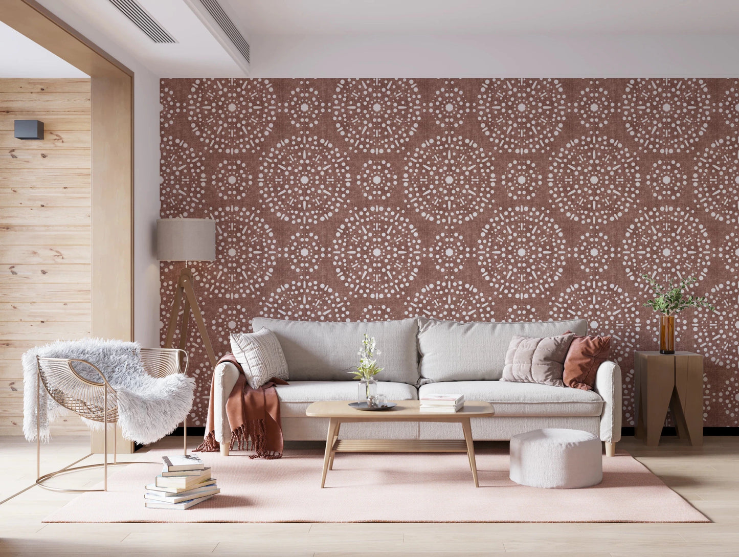 Boho Fireworks Grunge Terracotta Red Wallpaper⁠