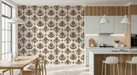 Peculiar Boho Floral Grid, unusual flowers on this mural.