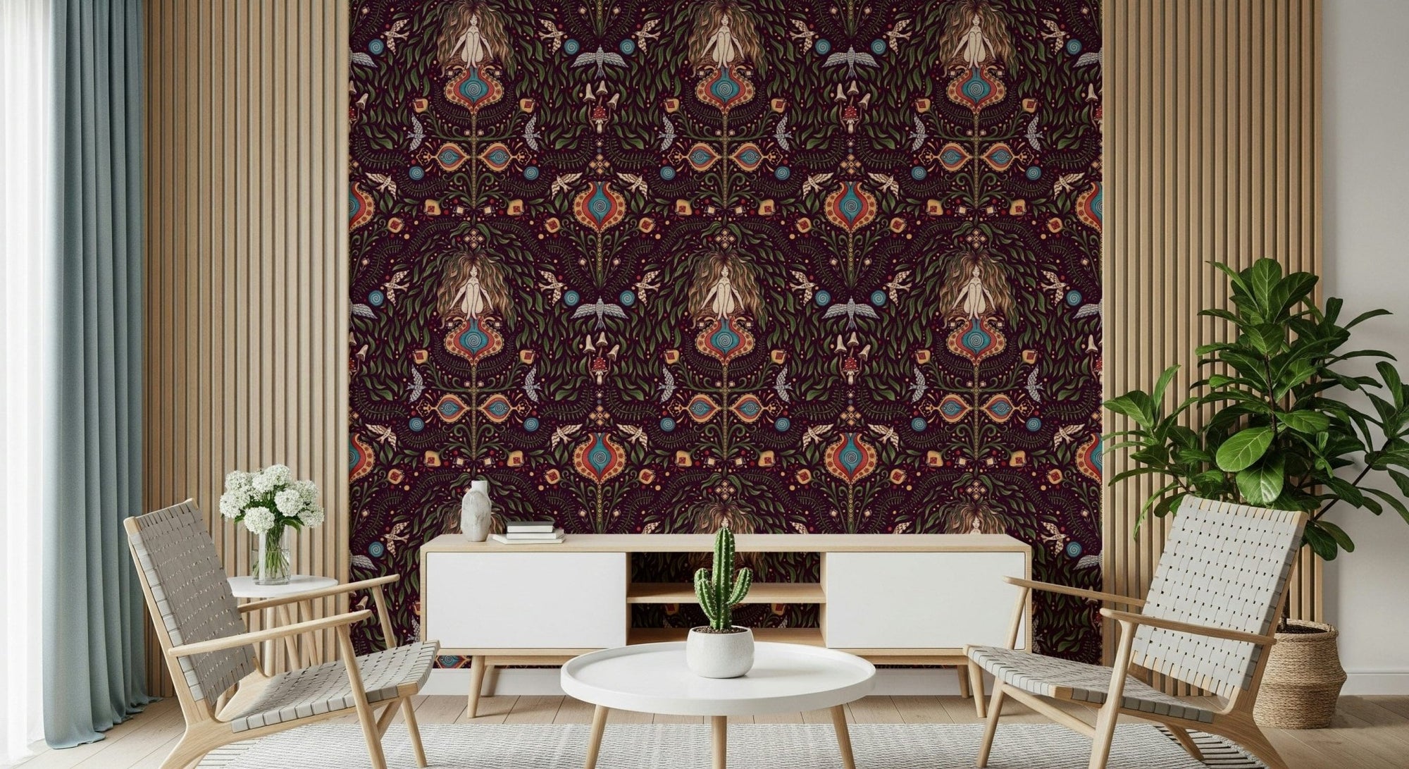 Earthy, dark, enchanted Boho Forest Dream wall mural., GD6628