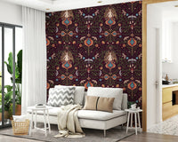 Intricate, folklore, stylized Boho Forest Dream pattern.