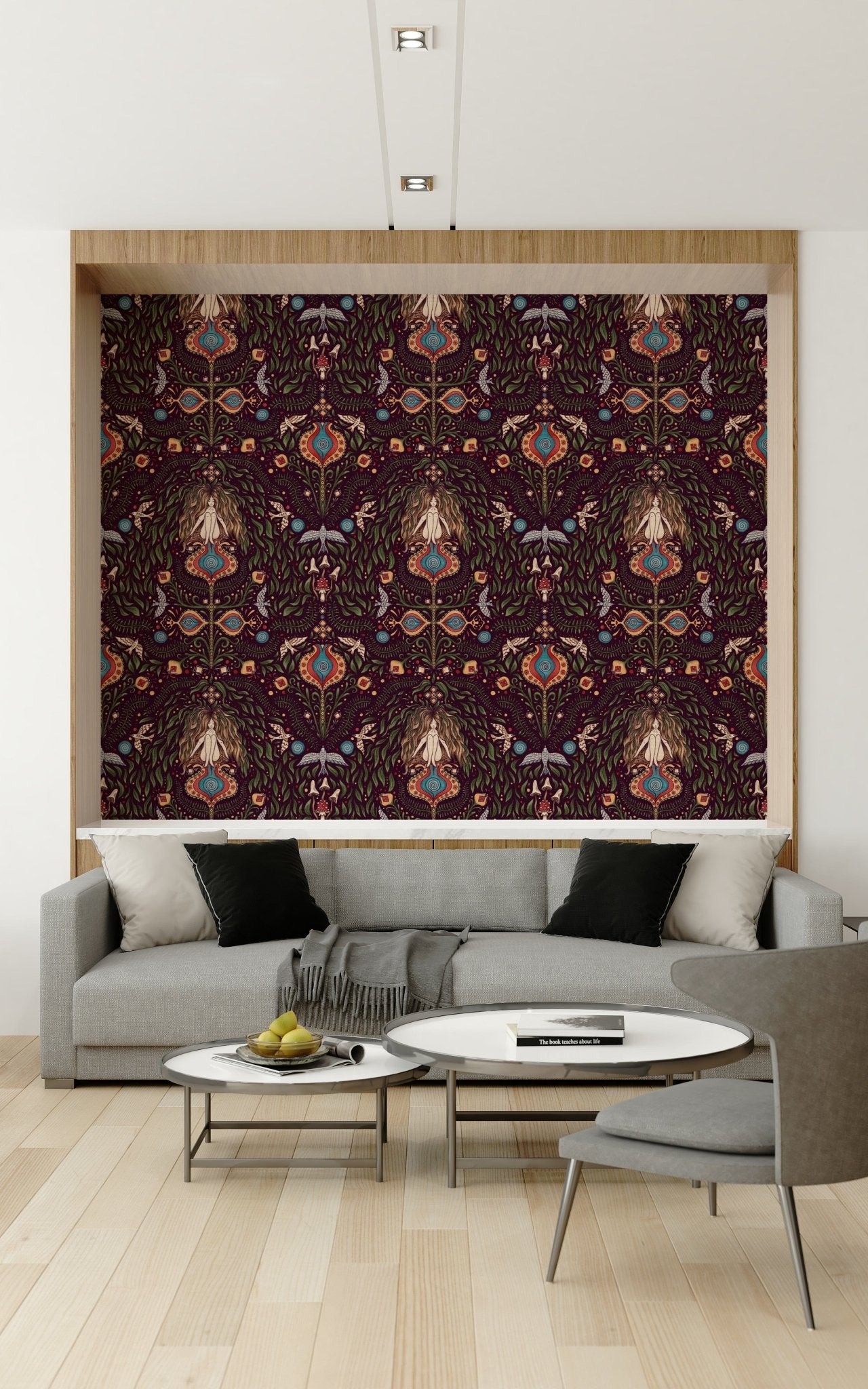 Mythic, vibrant, earthy Boho Forest Dream wallpaper.