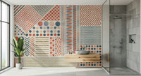 A serene abstract block wall mural for eclectic decor., GD5547