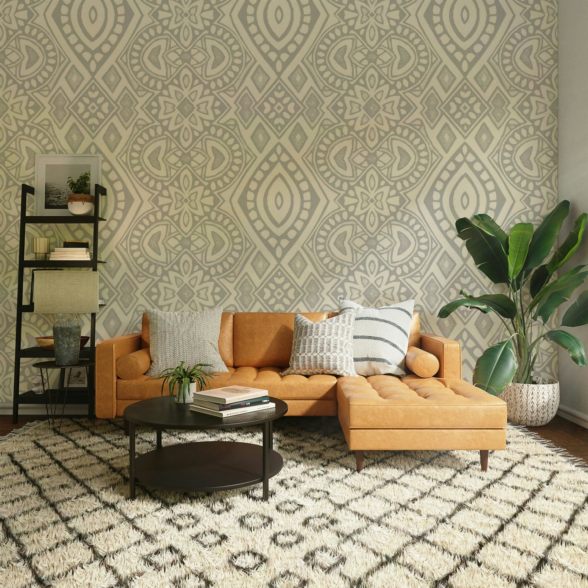 The image shows a mosaic design with various shapes.

