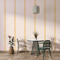 Striped wallpaper beige golden ocher design

